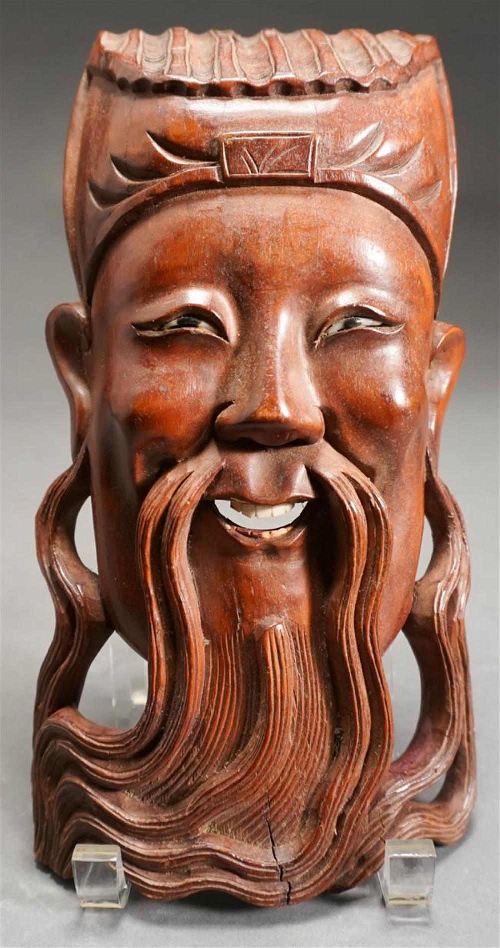 JAPANESE CARVED WOOD MASKJapanese