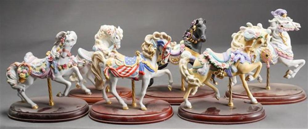 SIX LENOX BISQUE CAROUSEL HORSES,