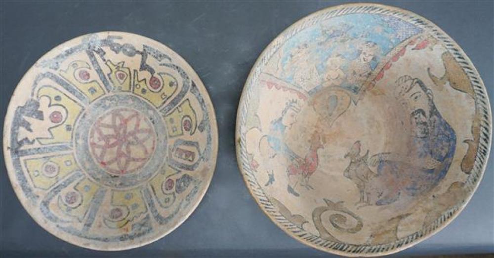 TWO HAND-PAINTED NEAR EASTERN BOWLS,