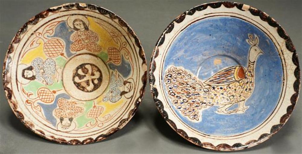 TWO MIDDLE EASTERN GLAZED POLYCHROME