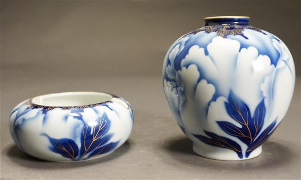 FUKAGAWA PORCELAIN VASE AND ASH RECEIVERFukagawa