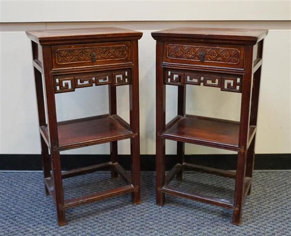PAIR CHINESE HARDWOOD SIDE TABLES  3236f4