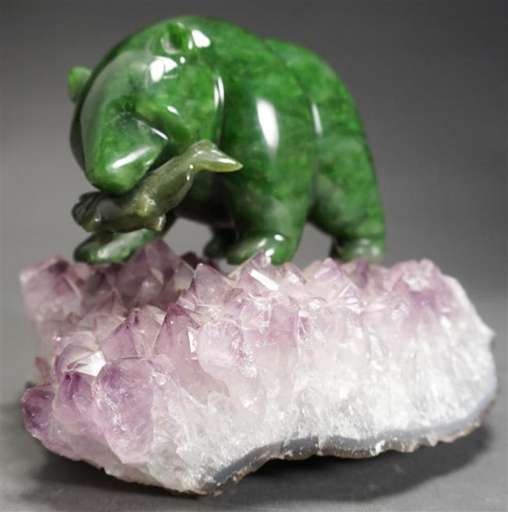 NEPHRITE JADE AND AMETHYST GEODE 32370f