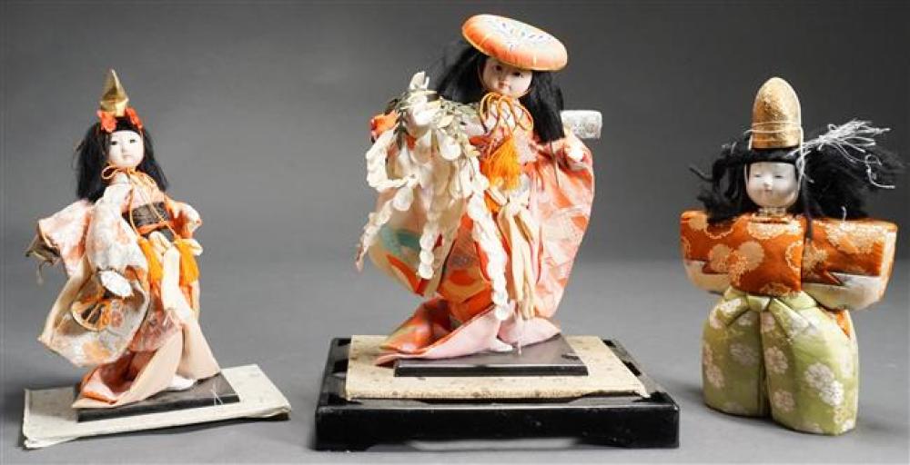 THREE JAPANESE CLOTH DOLLS, H OF