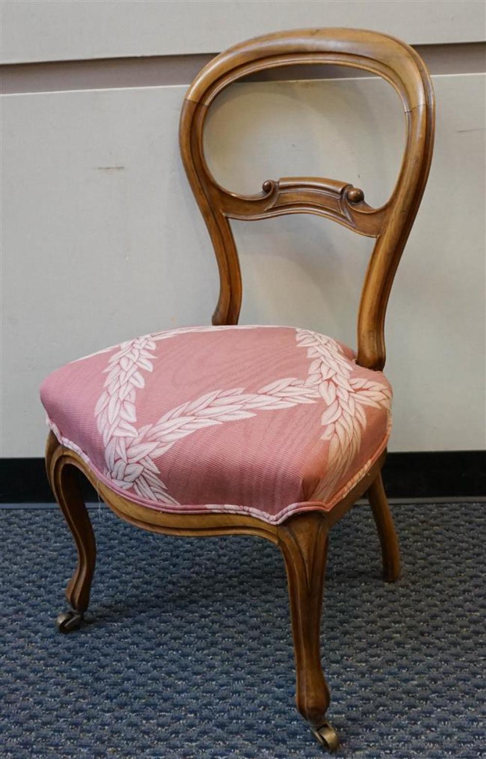 VICTORIAN WALNUT UPHOLSTERED SEAT SIDE