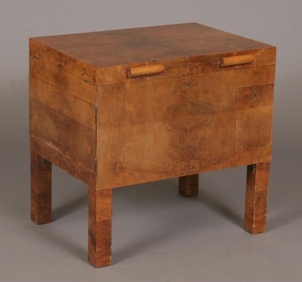 German Art Deco rolling bar, burl-wood