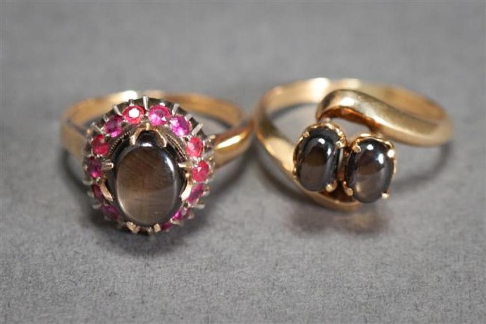 TWO 14-KARAT YELLOW-GOLD AND BLACK