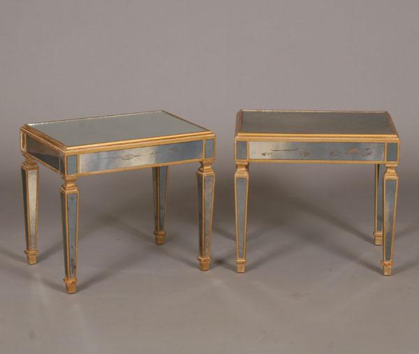 Pair mirrored side table stands.