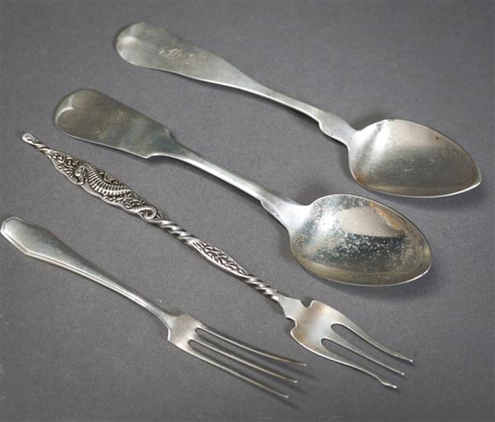 TWO COIN SILVER TEASPOONS AND TWO 323800