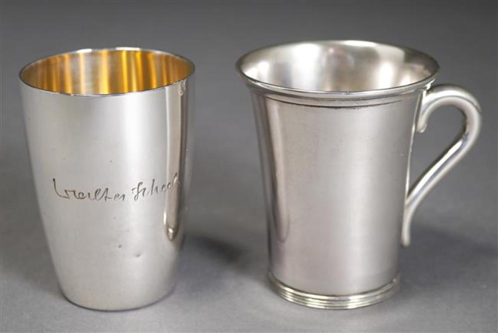 ENGLISH SILVER MUG AND A STERLING