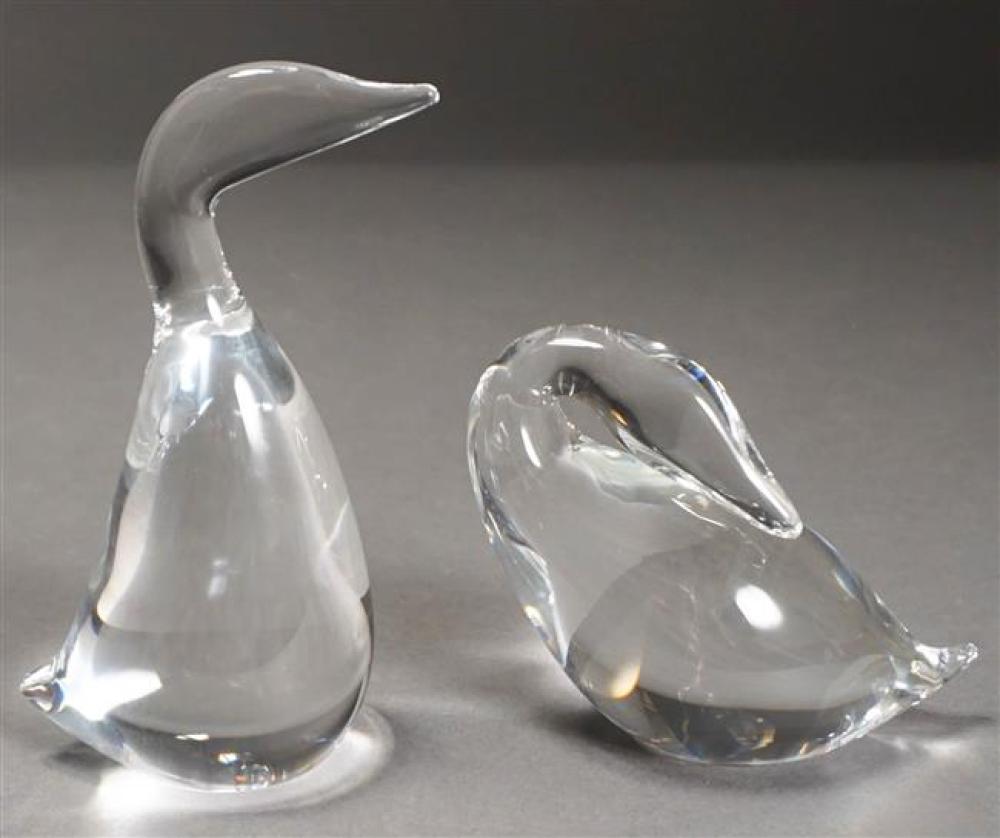 TWO STEUBEN CRYSTAL DUCKS, H OF