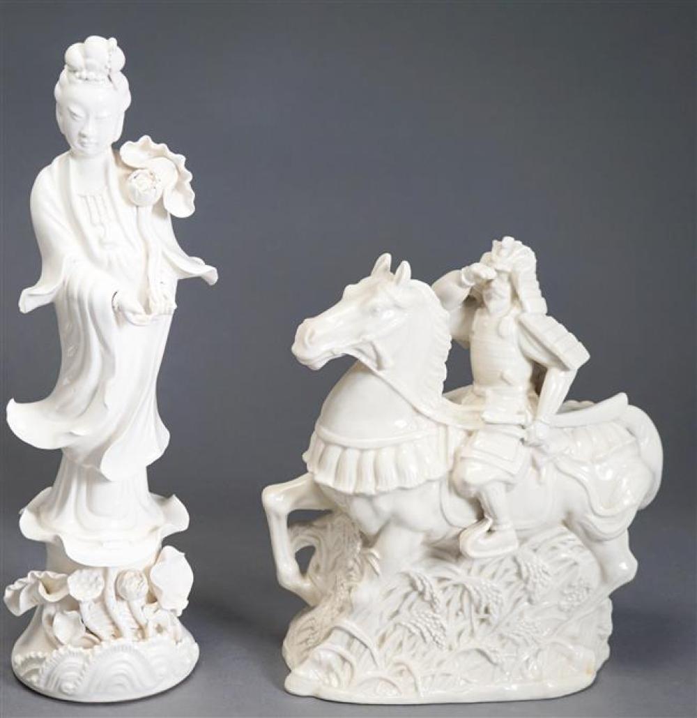 TWO CHINESE BLANC-DE-CHINE FIGURES