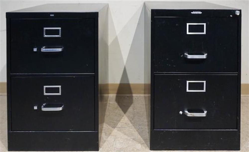 TWO BLACK METAL TWO-DRAWER LEGAL FILE