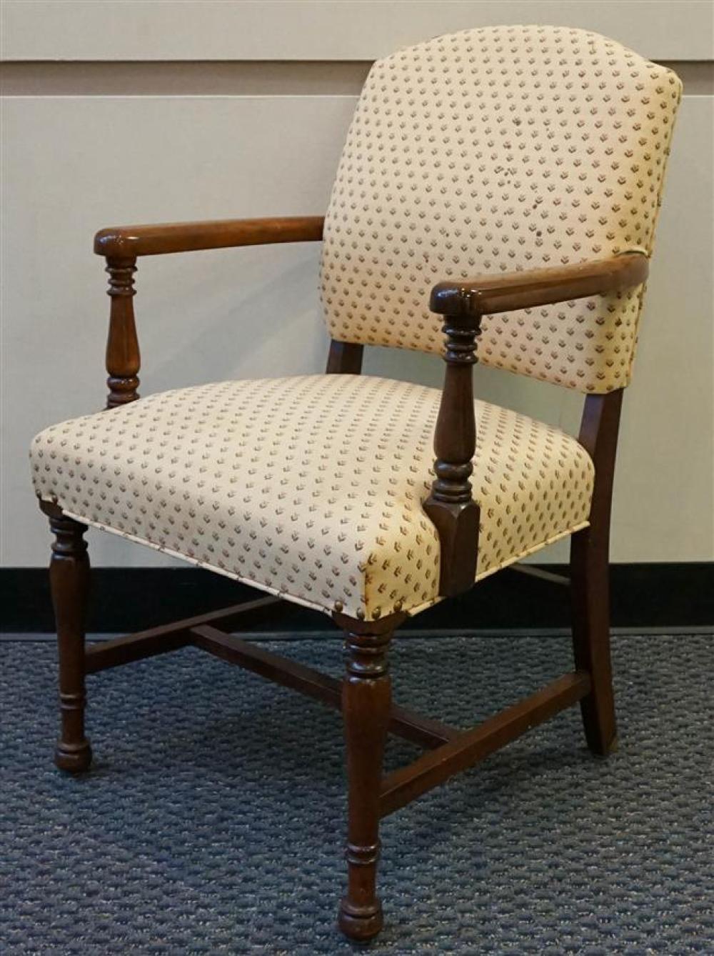 CHERRY UPHOLSTERED SEAT AND BACK ARMCHAIRCherry