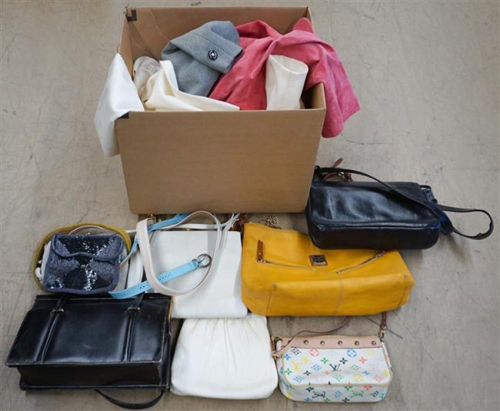 COLLECTION OF LADIES PURSES, JACKETS