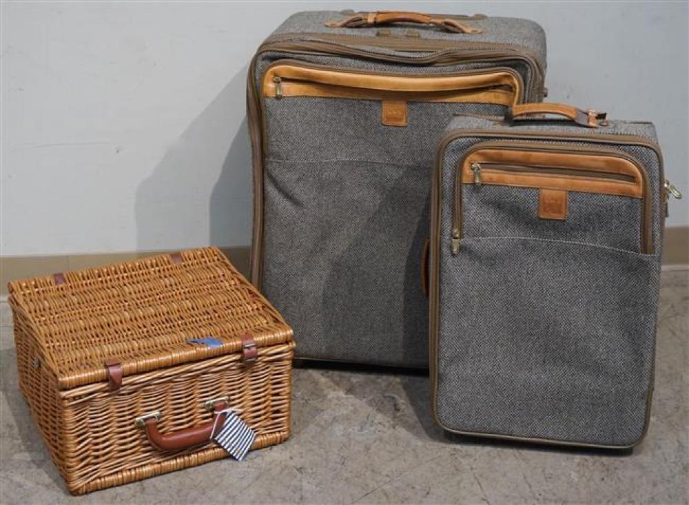 TWO HARTMAN SUITCASES AND PICNIC BASKETTwo