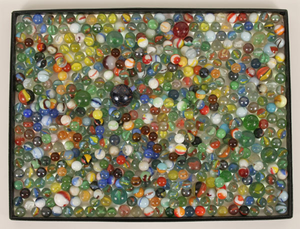 Vintage glass marbles; cats eye, shooters,