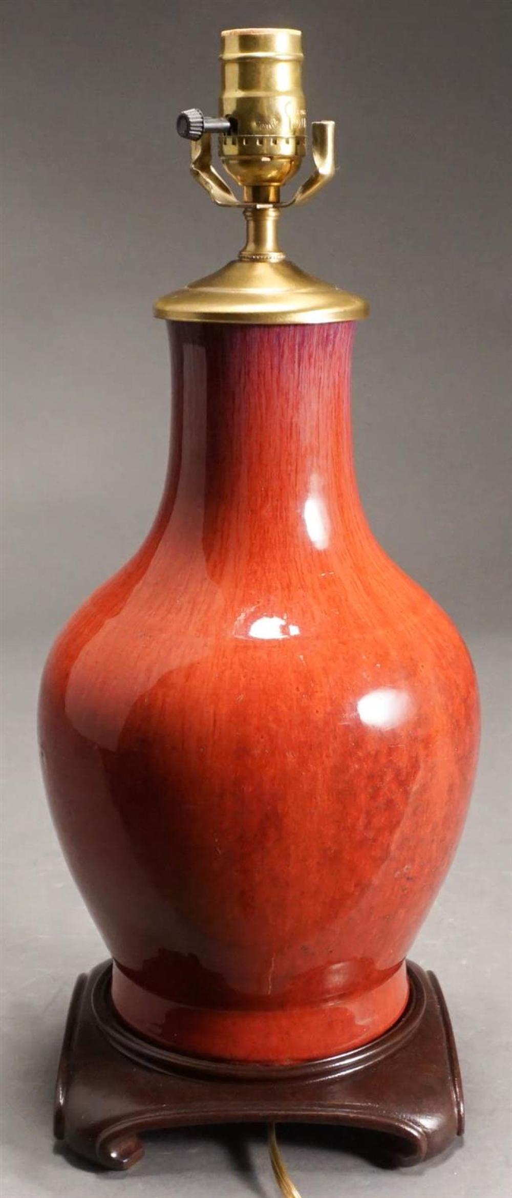 CHINESE FLAMBE GLAZED VASE MOUNTED