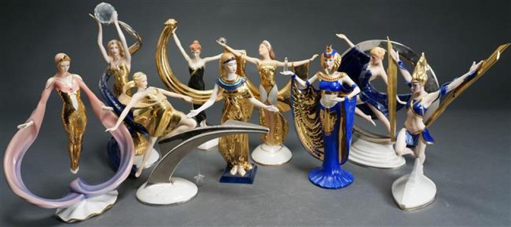 NINE PORCELAIN FIGURES OF ART DECO