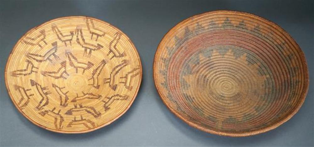 TWO AFRICAN COILED BASKETS DIAMETER
