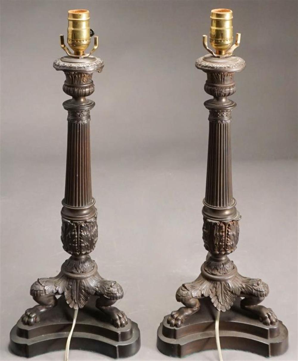 PAIR RENAISSANCE STYLE BRONZE CANDLESTICKS 3239a8