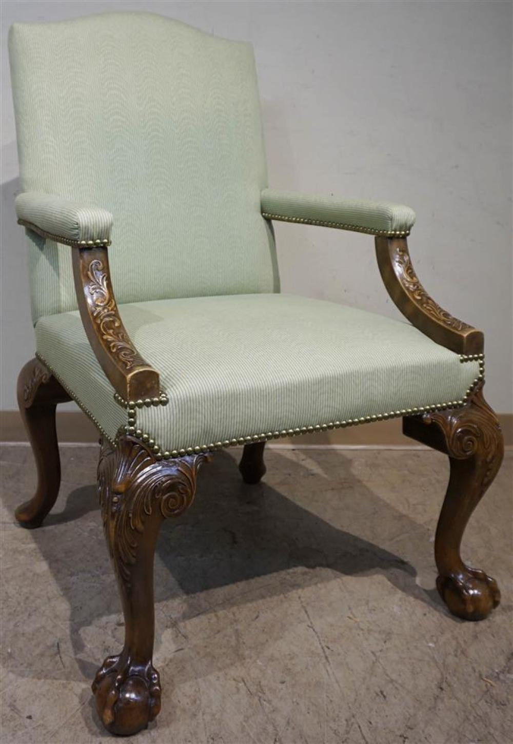 CHIPPENDALE STYLE MAHOGANY UPHOLSTERED 3239ab