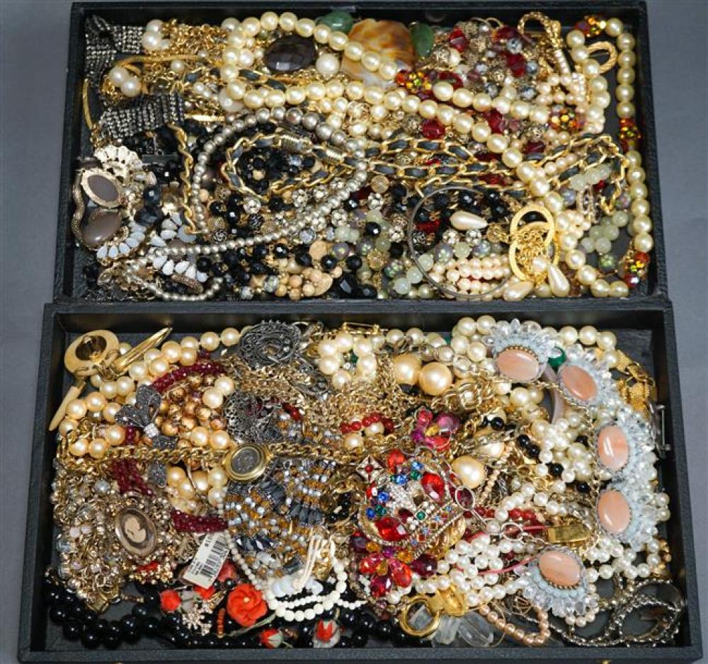 TWO TRAYS OF COSTUME JEWELRYTwo