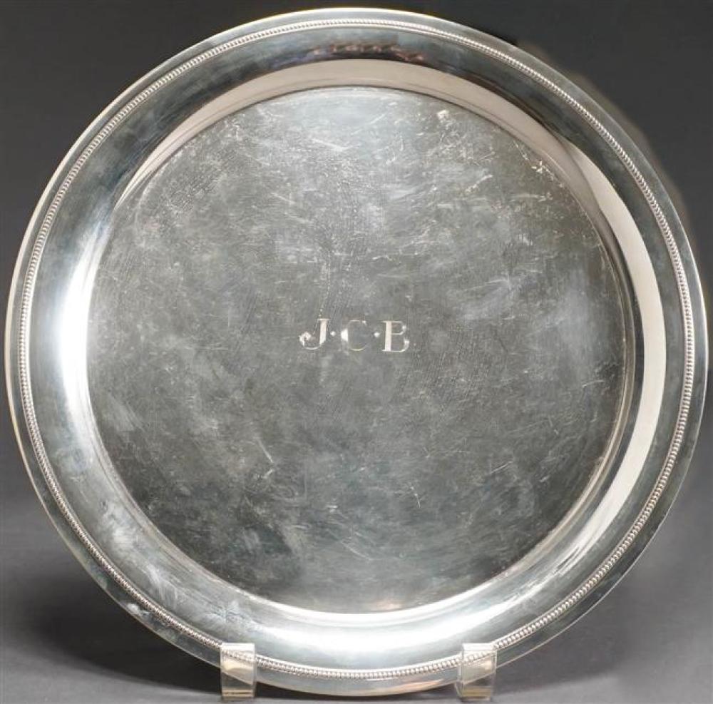 TIFFANY STERLING ROUND TRAY, D: 11 INCHES,