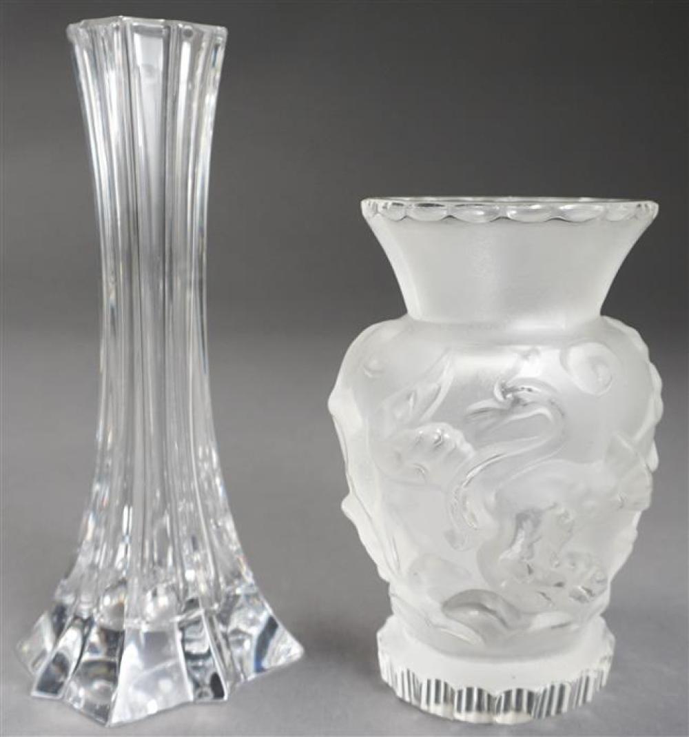BACCARAT CLEAR CRYSTAL VASE AND