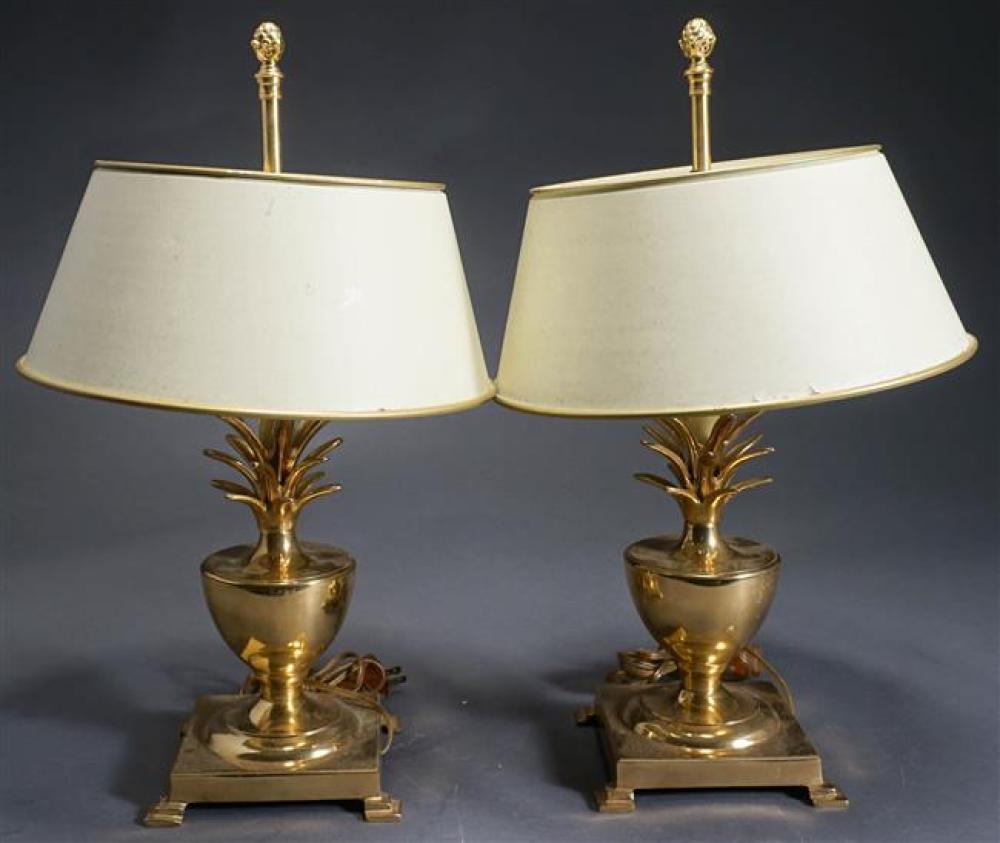 PAIR OF CONTEMPORARY BRASS PINEAPPLE-FORM