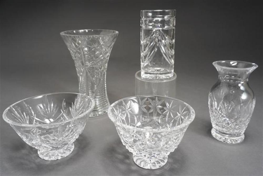 THREE WATERFORD CRYSTAL VASES AND 323b36