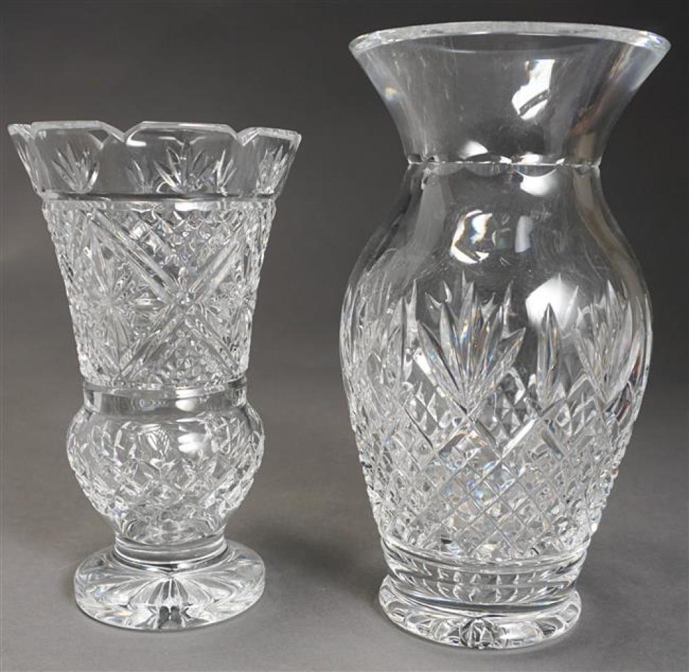 TWO WATERFORD CRYSTAL VASES, H OF TALLER: