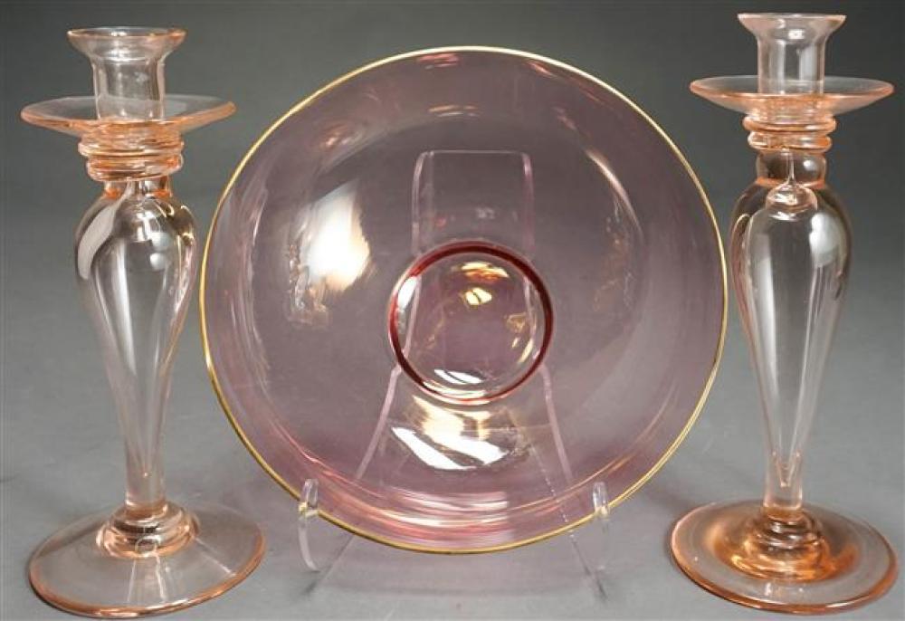 PINK GLASS THREE PIECE CONSOLE  323bc7