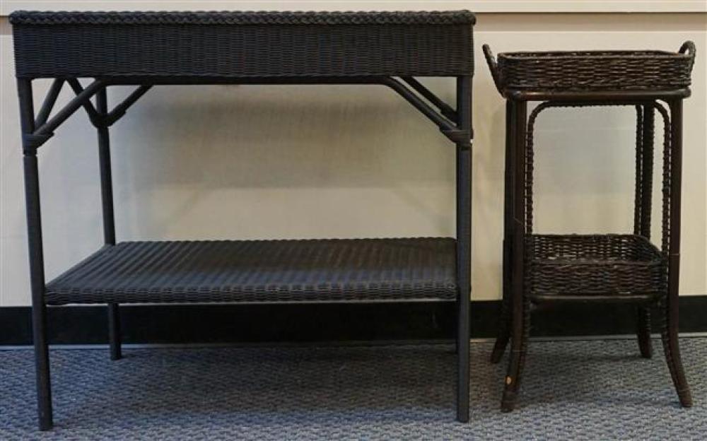 BLACK FAUX WICKER FERN TABLE AND 323be7