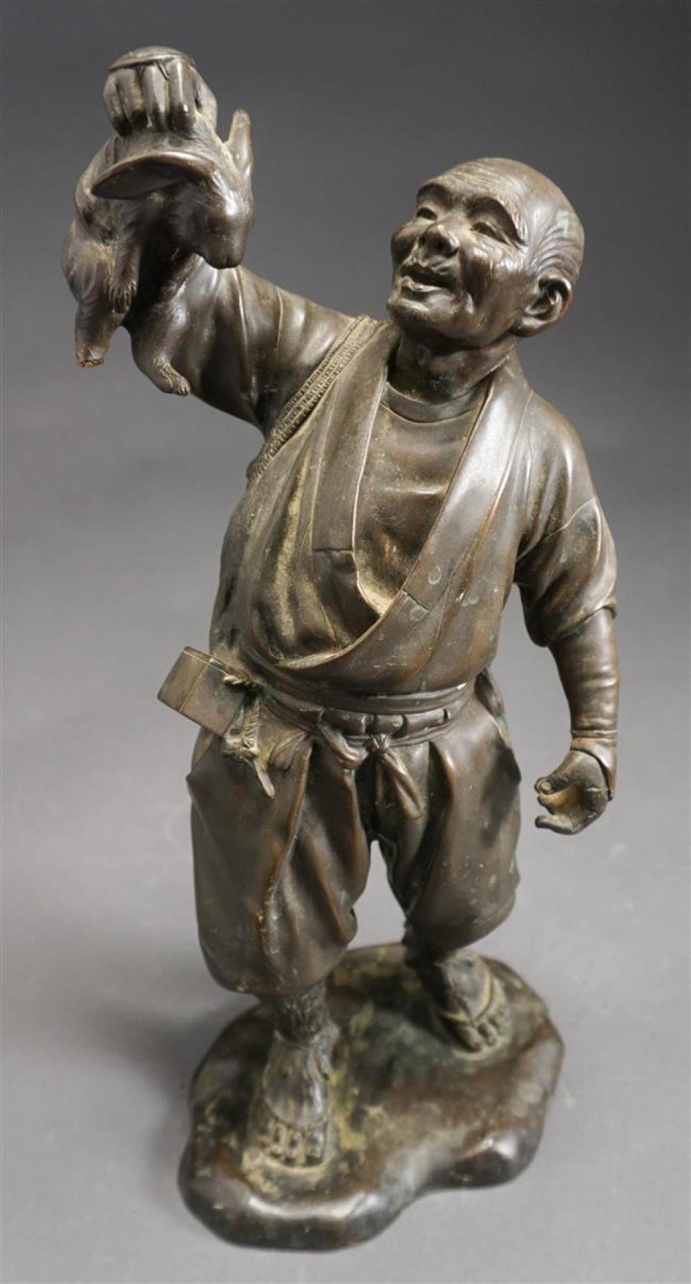 JAPANESE BRONZE FIGURE OF TRAPPER,