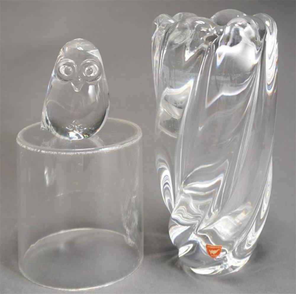 STEUBEN CRYSTAL OVAL VASE AND ORREFORS