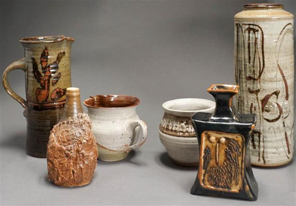 SIX CONTEMPORARY GLAZED POTTERY