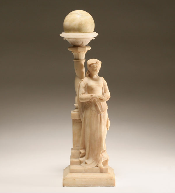 French figural marble lamp medieval 50617