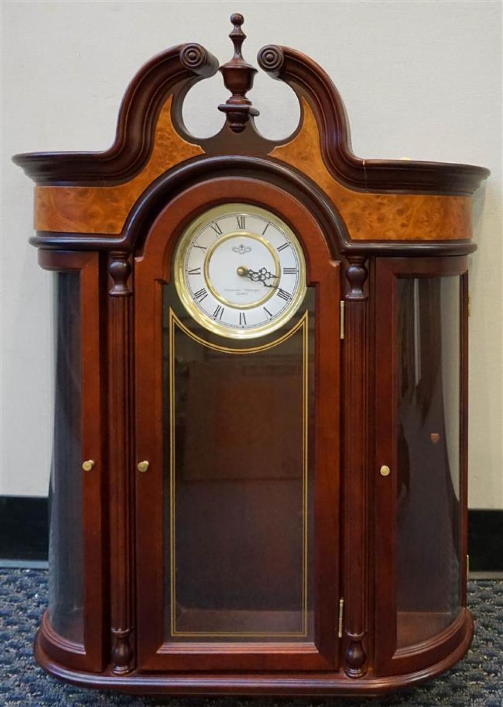 MAHOGANY FINISH CURIO CLOCK BY