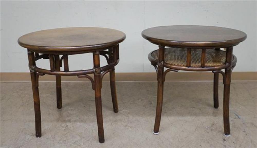 PAIR BAMBOO TURNED FRUITWOOD ROUND SIDE