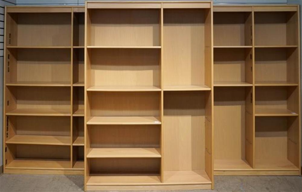 THREE OAK FINISH OPEN BOOKSHELVES  323d2e