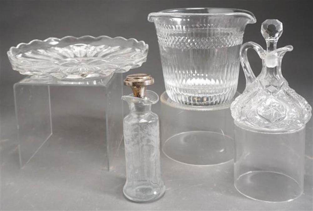 CRYSTAL ICE BUCKET, GLASS OIL/VINEGAR