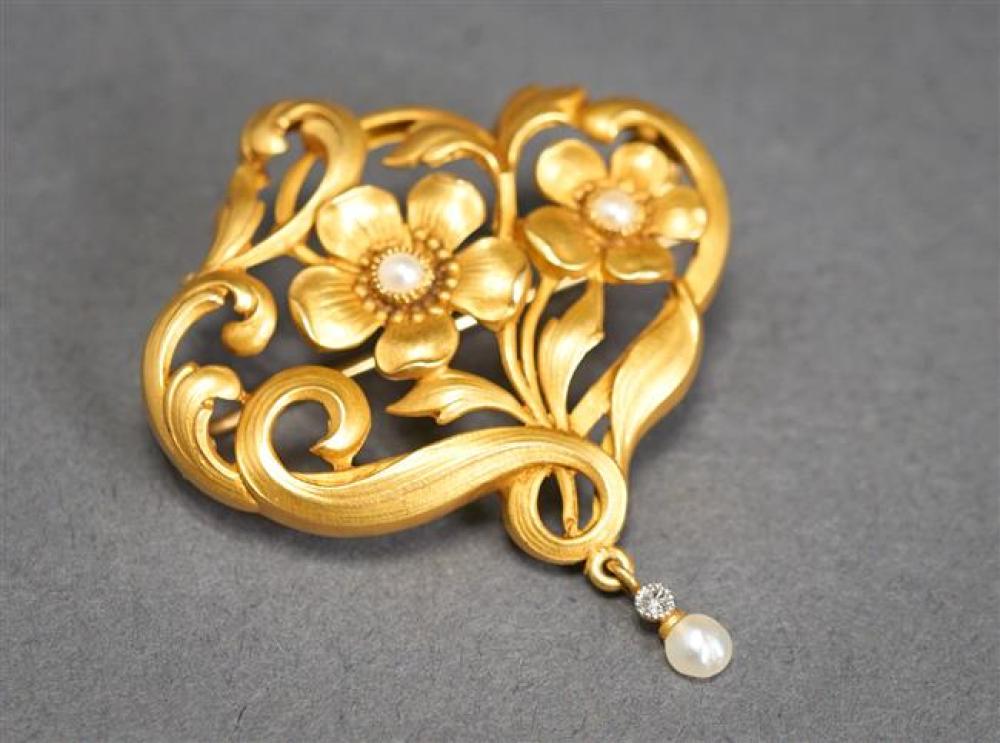 FRENCH ART NOUVEAU 18-KARAT YELLOW-GOLD