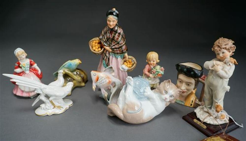 COLLECTION OF NINE PORCELAIN FIGURINES,
