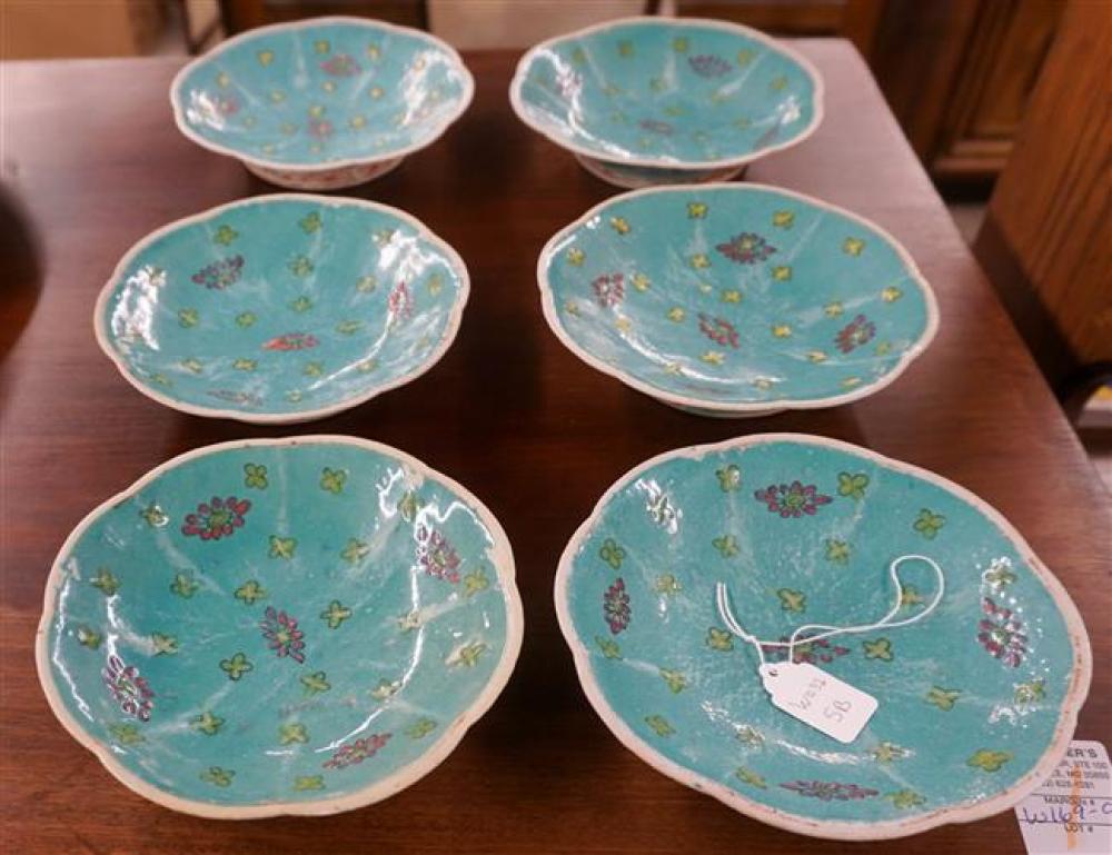 SET OF SIX TURQUOISE GLAZED CERAMIC 323eec