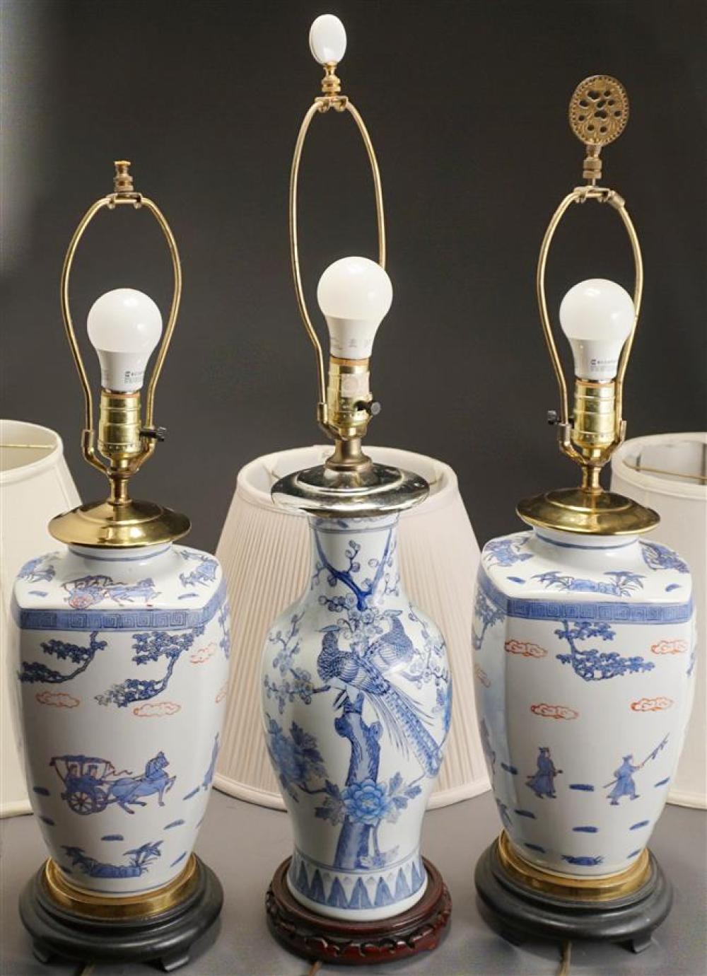 THREE CHINESE STYLE BLUE AND WHITE