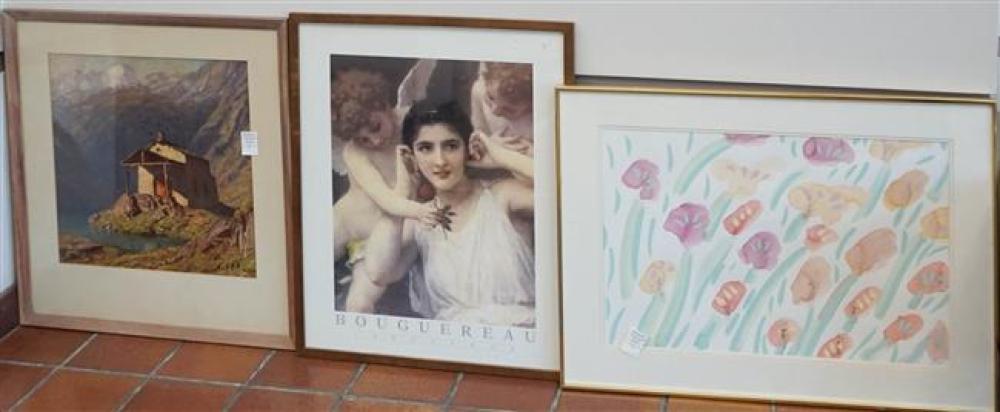 THREE FRAMED COLOR PRINTS, LARGEST: