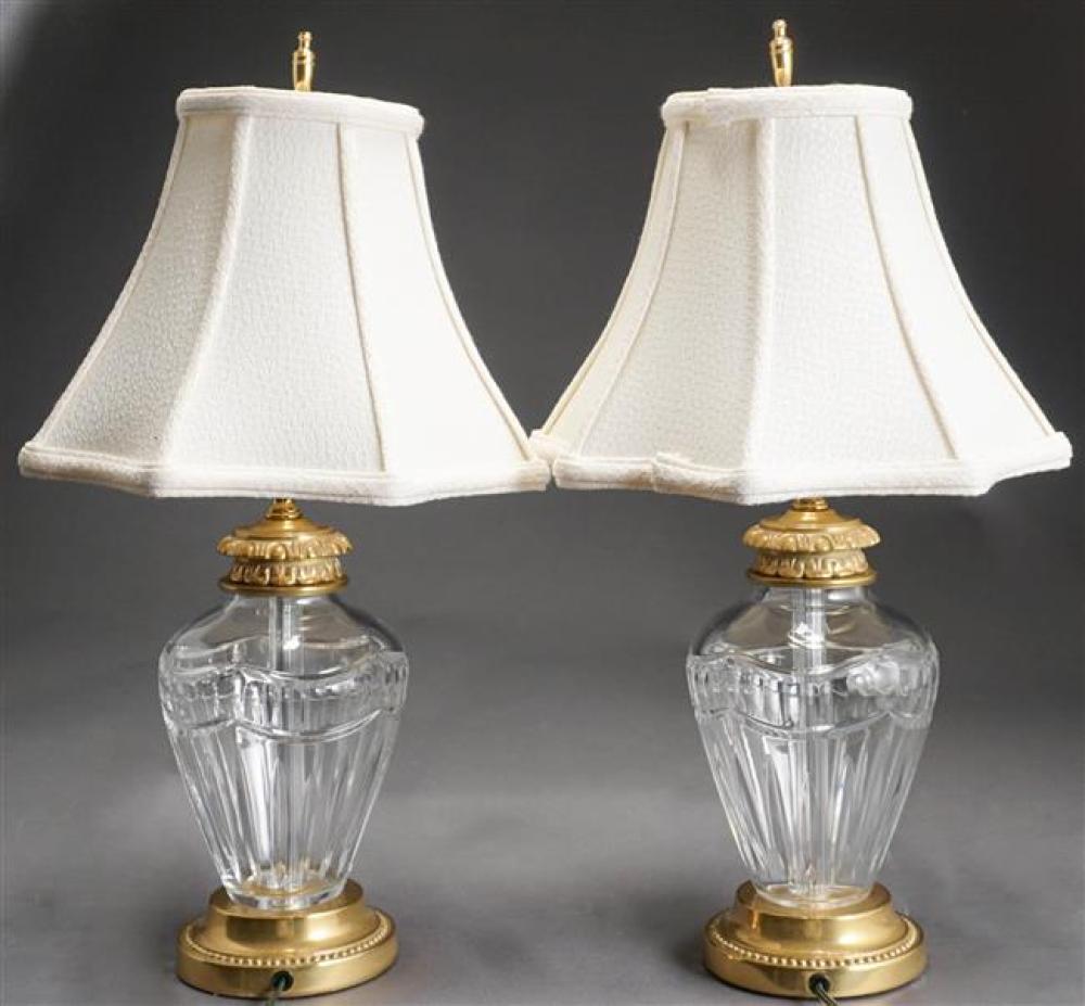 PAIR WATERFORD BRASS MOUNTED CRYSTAL