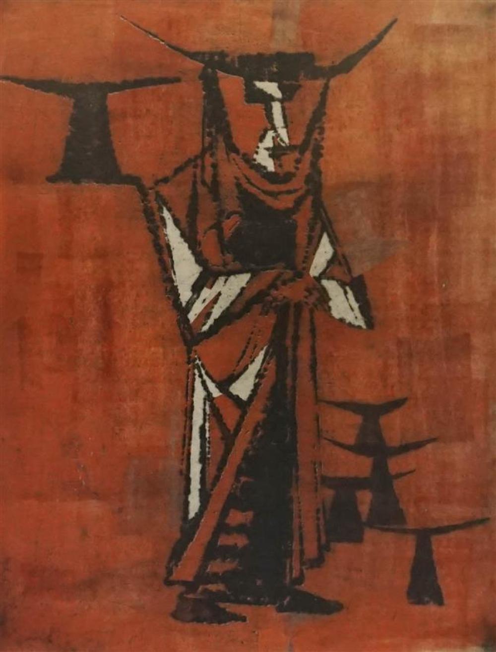 20TH CENTURY SCHOOL, FIGURE, WOODCUT