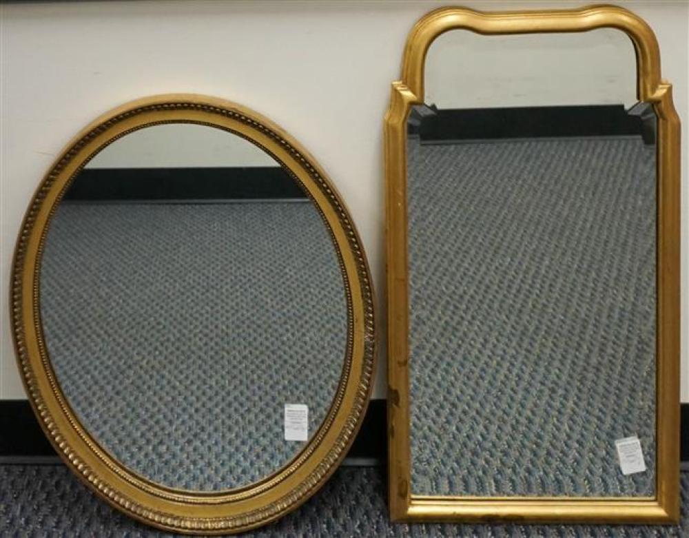 TWO GOLD PAINTED FRAME MIRRORS,